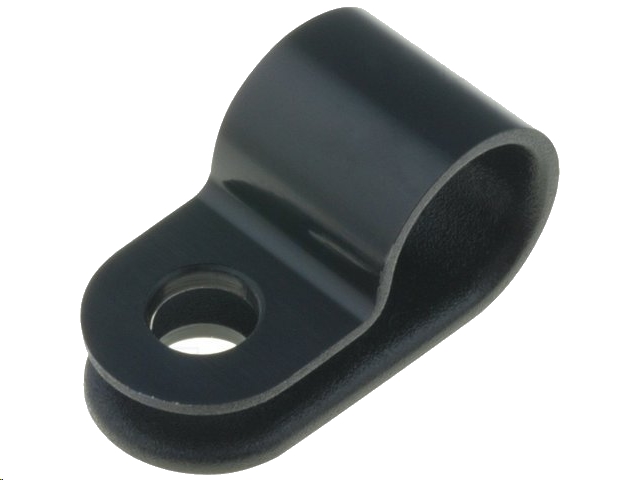 P-kabelbøjle - Sort plast for Ø9,5mm kabel (1 stk.)
