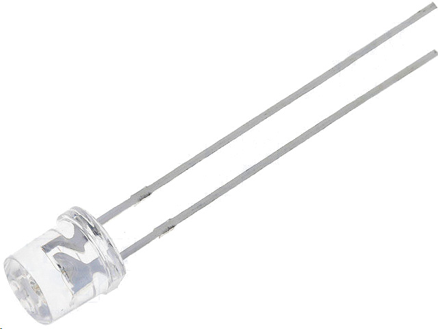 5mm LED - Rund, flad front, BLÅ vandklar (750mcd 140°)