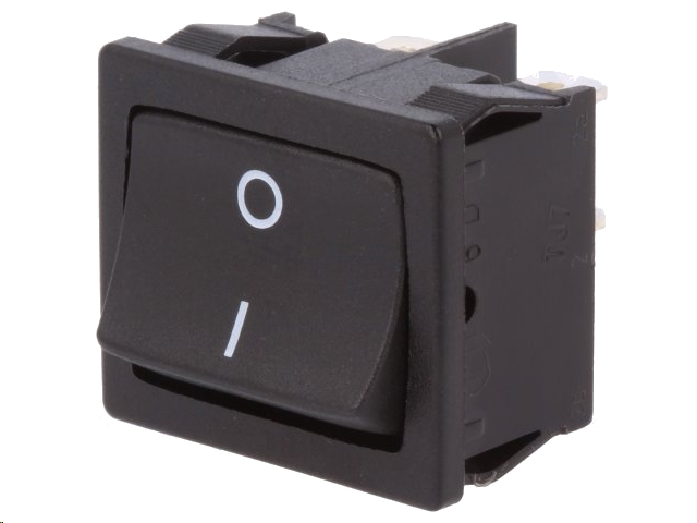 Vippekontakt - 2P OFF-ON, 250V/12A, Sort (19,1x21,9mm)
