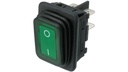 Vippekontakt - 2P OFF-ON, 16A 250V, Grøn lys, IP65 (30,2x22)