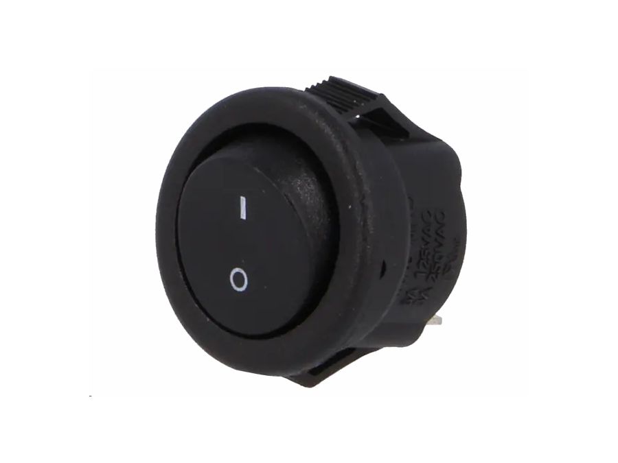 Vippekontakt - 1P OFF-ON, 3A-250V, Sort (Ø15mm hul)