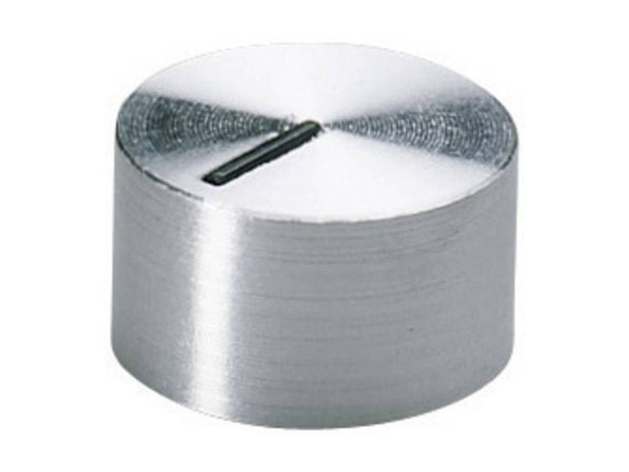 Drejeknap, Alu. - Ø12mm, H7,2mm, Sort streg, 4mm aksel