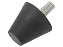 Vibrationsdæmp. gummifod - M5x10mm gevind, Ø20mm, konisk