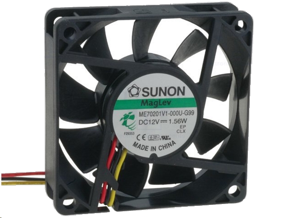 DC blæser - 70x70x20mm 12Vdc, 1,56W, Vapo, 3 ledn.