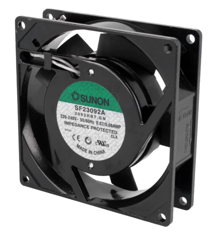 AC blæser - 92x92x25mm 230V 14,5W (2,8mm spadestik)