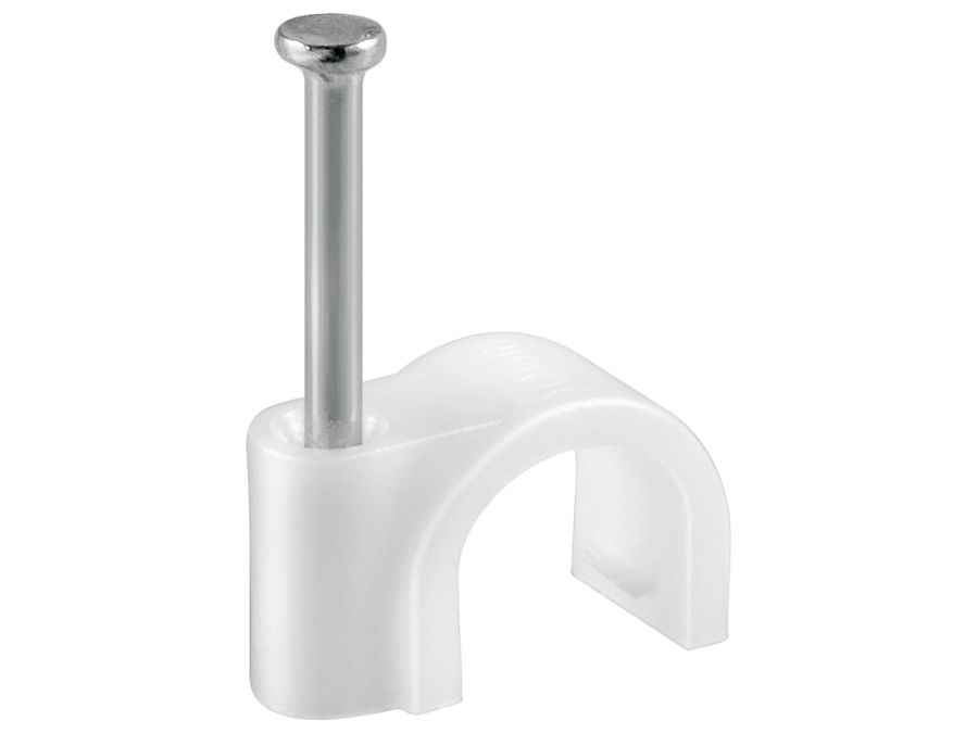 Kabelsøm-clips - Rund Ø7mm, Hvid (100 stk. box)