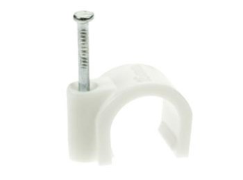 Kabelsøm-clips - Rund Ø10mm, Hvid (100 stk. box)