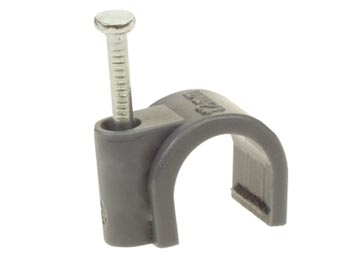 Kabelsøm-clips - Rund Ø6mm, Grå (100 stk. box)