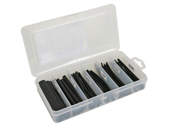 Krympeflex-sortiment - Ø2,4-12,7mm, 2:1, Sort, Lim (85 stk.)