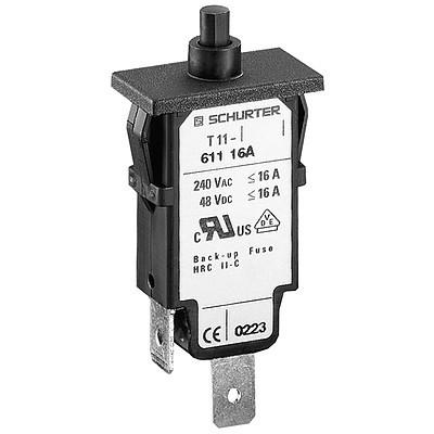 Automatsikring m. kontakt - 240Vac 48Vdc 12A, SPST (snap-in)