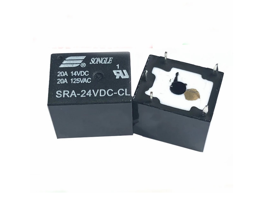 Miniature relæ - 5VDC 20A, 1 x skifte (SPDT), 5-ben (2,5mm)