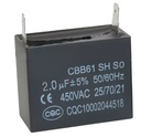 CBB61 motor kondensator - 2uF / 450V, ±5%, m. spadestik