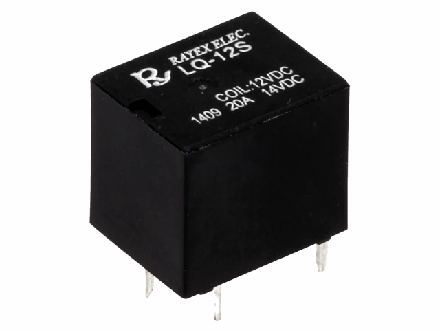Autorelæ - 12Vdc 20A, 1 x skifte (SPDT), 5 printben (2,5mm)