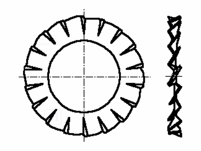 Tandskive - M3, udvendig takket, D=6mm (50 stk.)