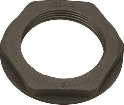 Møtrik til PG9 gennemføring, sort polyamide