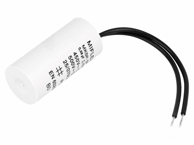 MOTOR kondensator - 0,68uF / 450V, Ledning