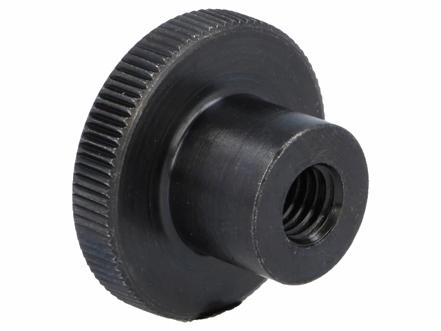 Fingerskrue - M4 gevindhul, Ø16mm rillet greb, H9,5mm, Sort