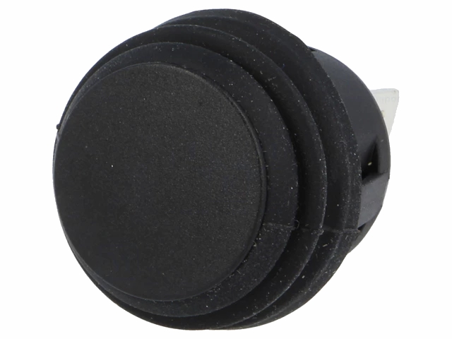 Rund Trykkontakt - 2P OFF-(ON) 6A/250V, Sort, IP65 (Ø20,2mm)