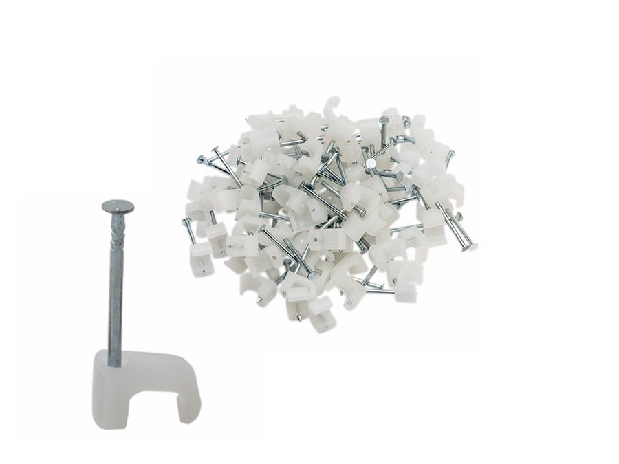 Kabelsøm-clips - Flad 3x5mm, Klar (100 stk. æske)