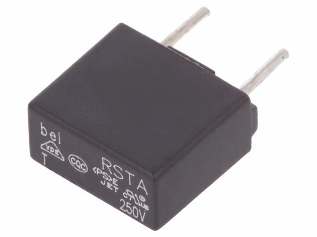 TE5 sikring m. printben - 5A / 250Vac, Træg (5,08mm)