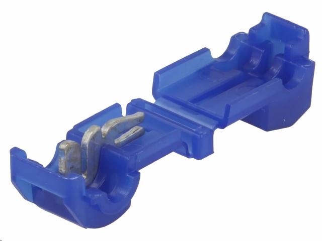 Strømtyv m. 6,35mm spadefatning - For 0,8-1,5mm² ledn., Blå