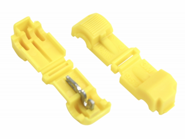 Strømtyv m. 6,35mm spadefatning - For 1,5-3mm² ledning, Gul