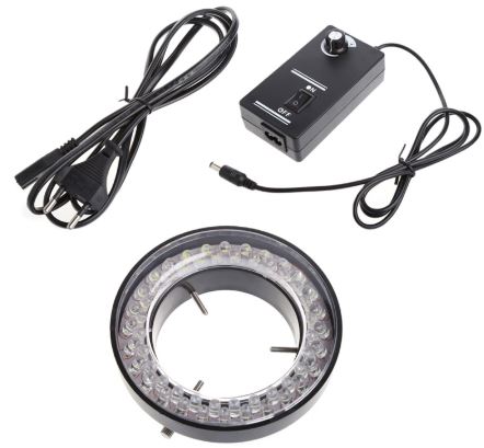 Mikroskop/kamera LED ringlampe - Ø60mm, inkl. styring
