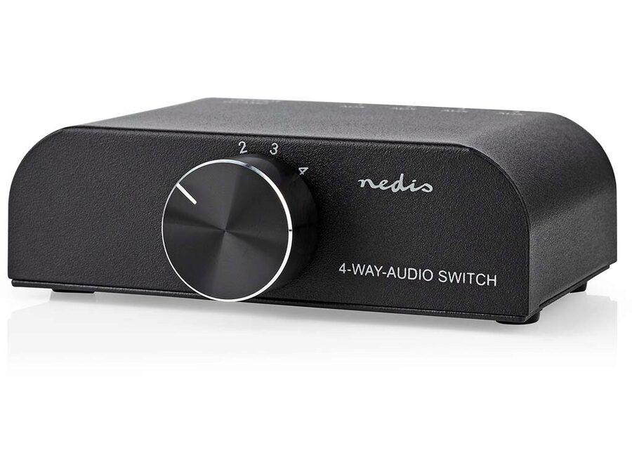 Audio omskifter - 4 ind til 1 ud (tovejs)