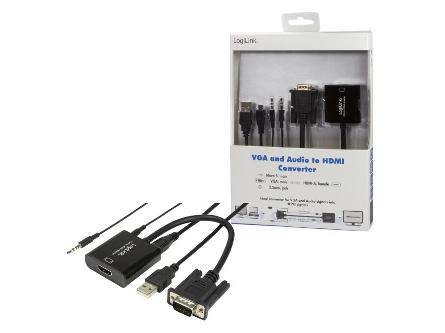 A/V konverter- VGA + audio til HDMI (10cm)
