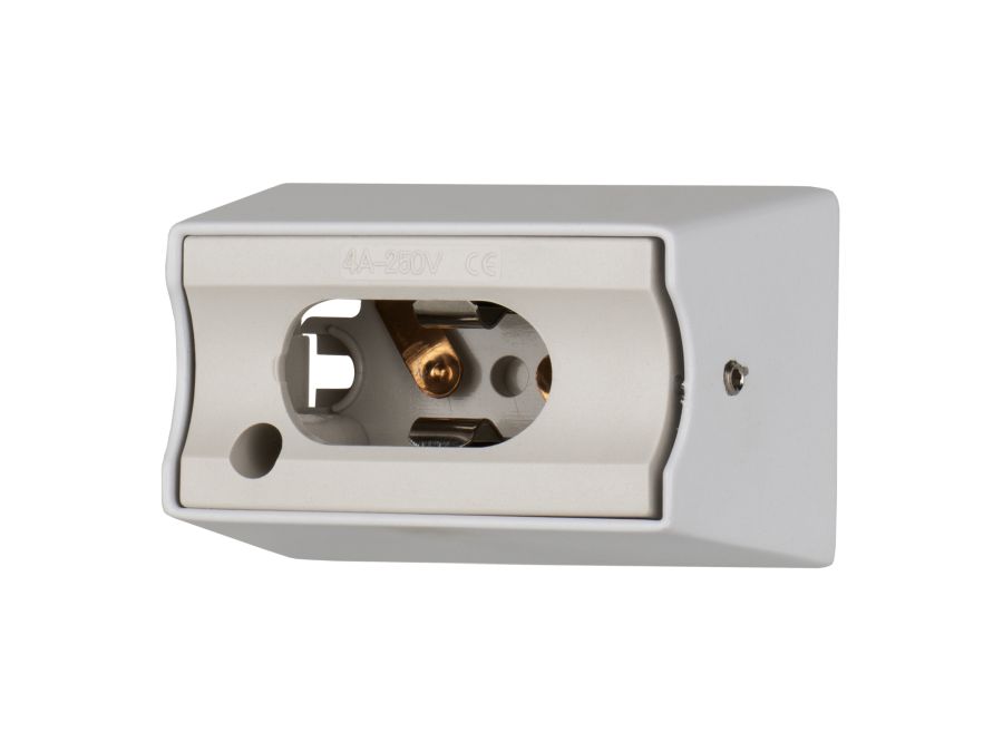 Lampeholder/fatning - S14d, metalisk Hvid