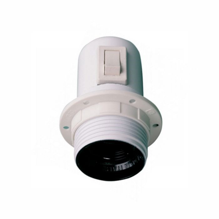 Kronefatning m/afbryder E27 inkl. ring hvid