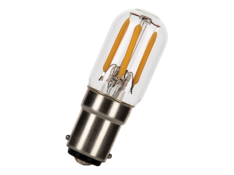 LED filament pære - 240V 2,5W dæmpbar, Ba15d sokkel (2700K)