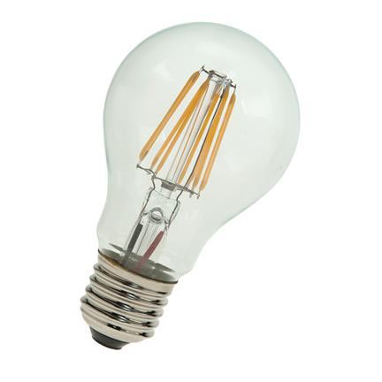 A60 Filament LED pære - 240V 6,5W klar, E27 sok. (2700K)