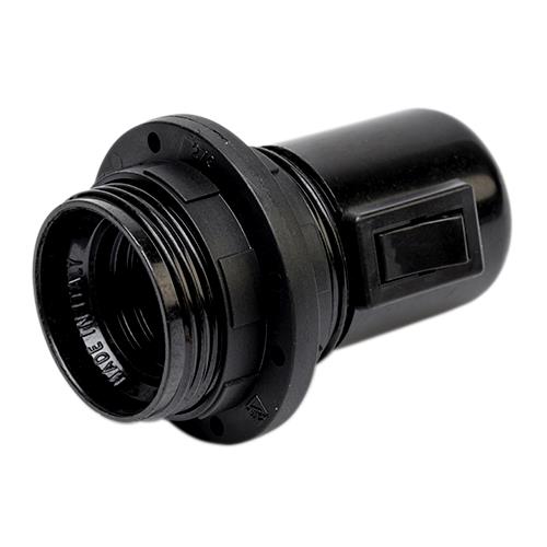 Kronefatning m/afbryder E27 inkl. ring sort