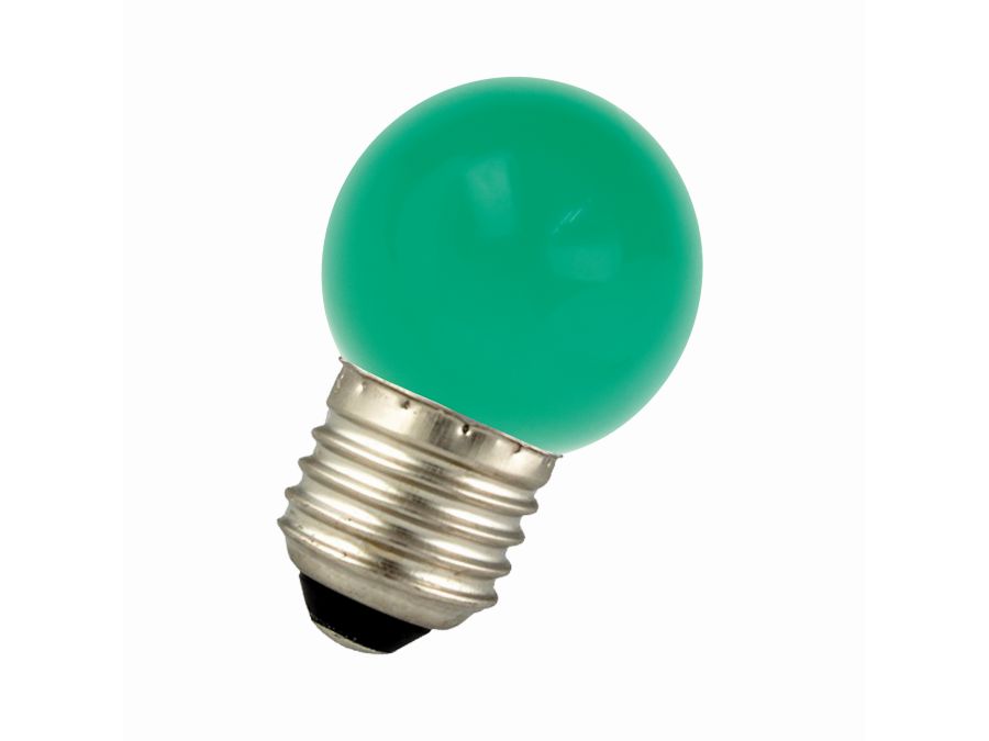 G45 LED pære - 240VAC 1W, E27 sokkel, Grøn (IP44)
