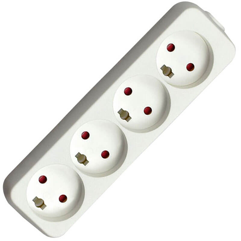 4-stikdåse m/blindhul u/jord Hvid