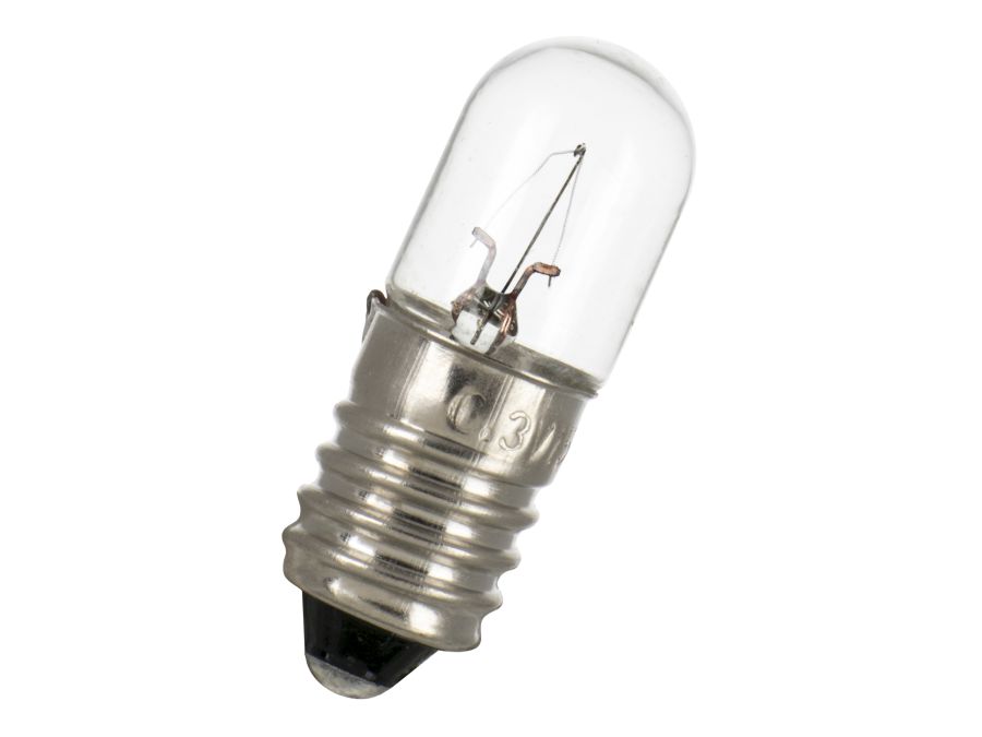 Dværglampe - 12V / 250mA / 3W, E10 sokkel (Ø10x28mm)