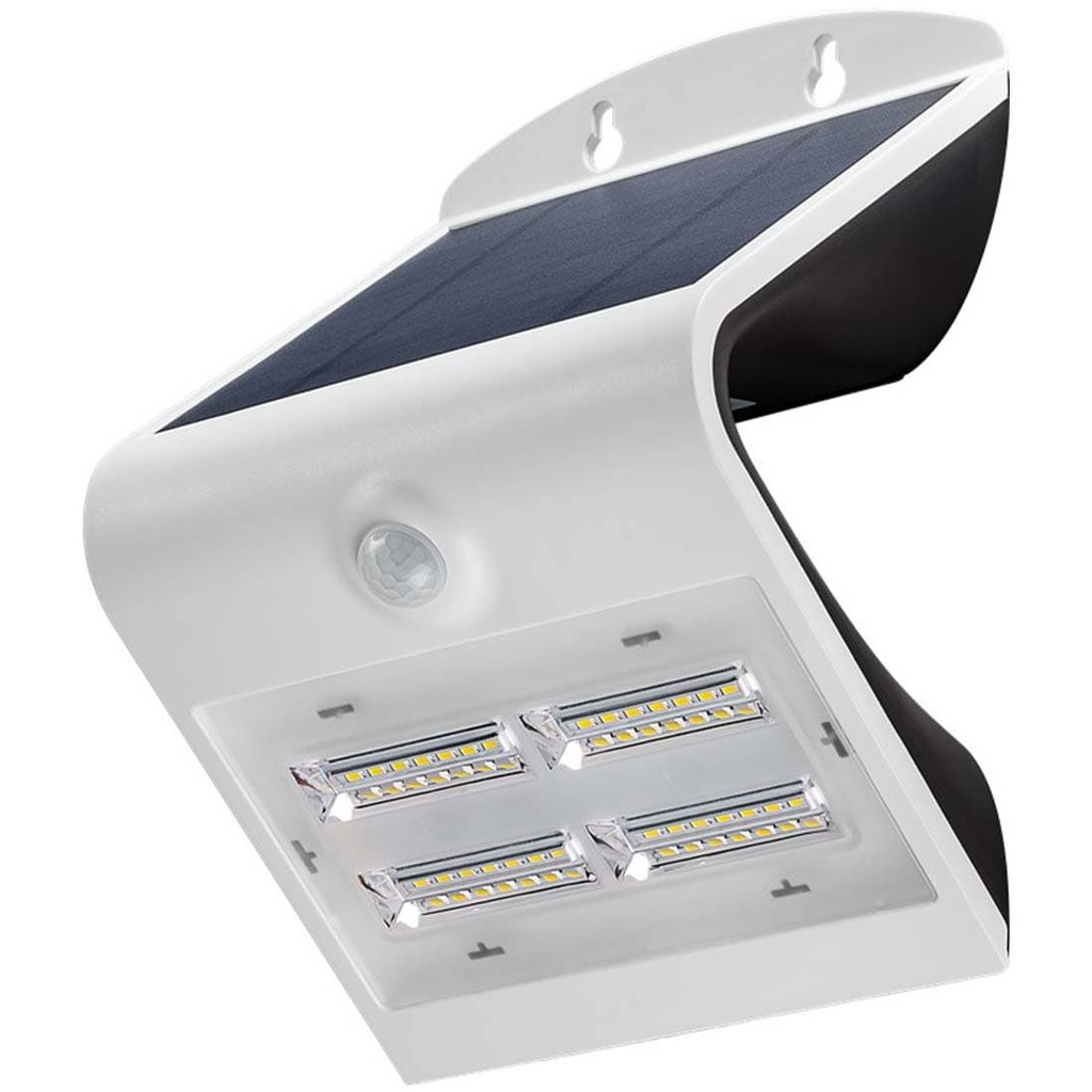 Udendørs solcelle væglampe m. PIR sensor - 3,2W Hvid