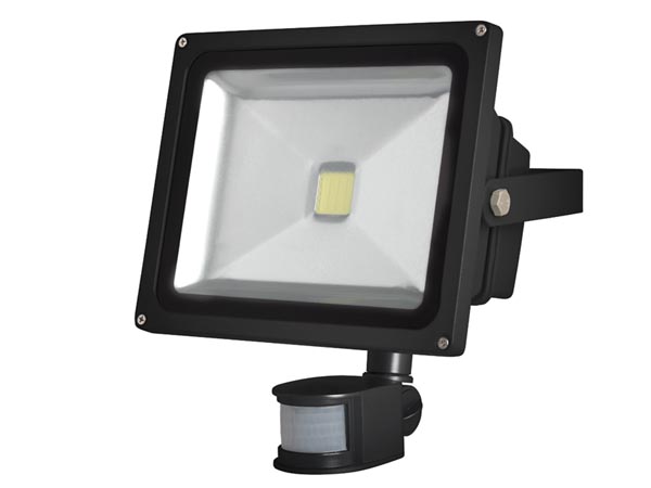 LED facadespot m. PIR - 30W EPISTAR, Varm Hvid (3000K), Sort