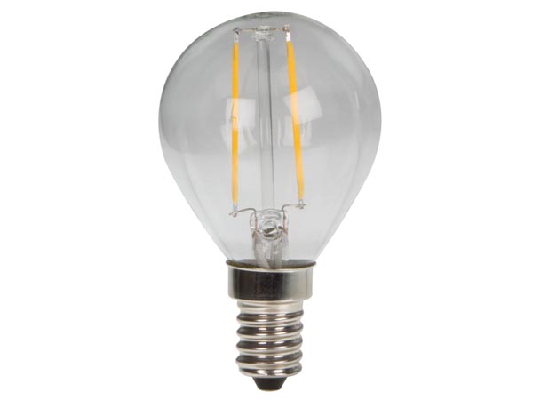 Filament LED kronepære - 230V 2W klar, E14 sokkel (2700K)