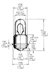 T1 Dværglampe - 12V / 30mA, Flange (OL-3024)