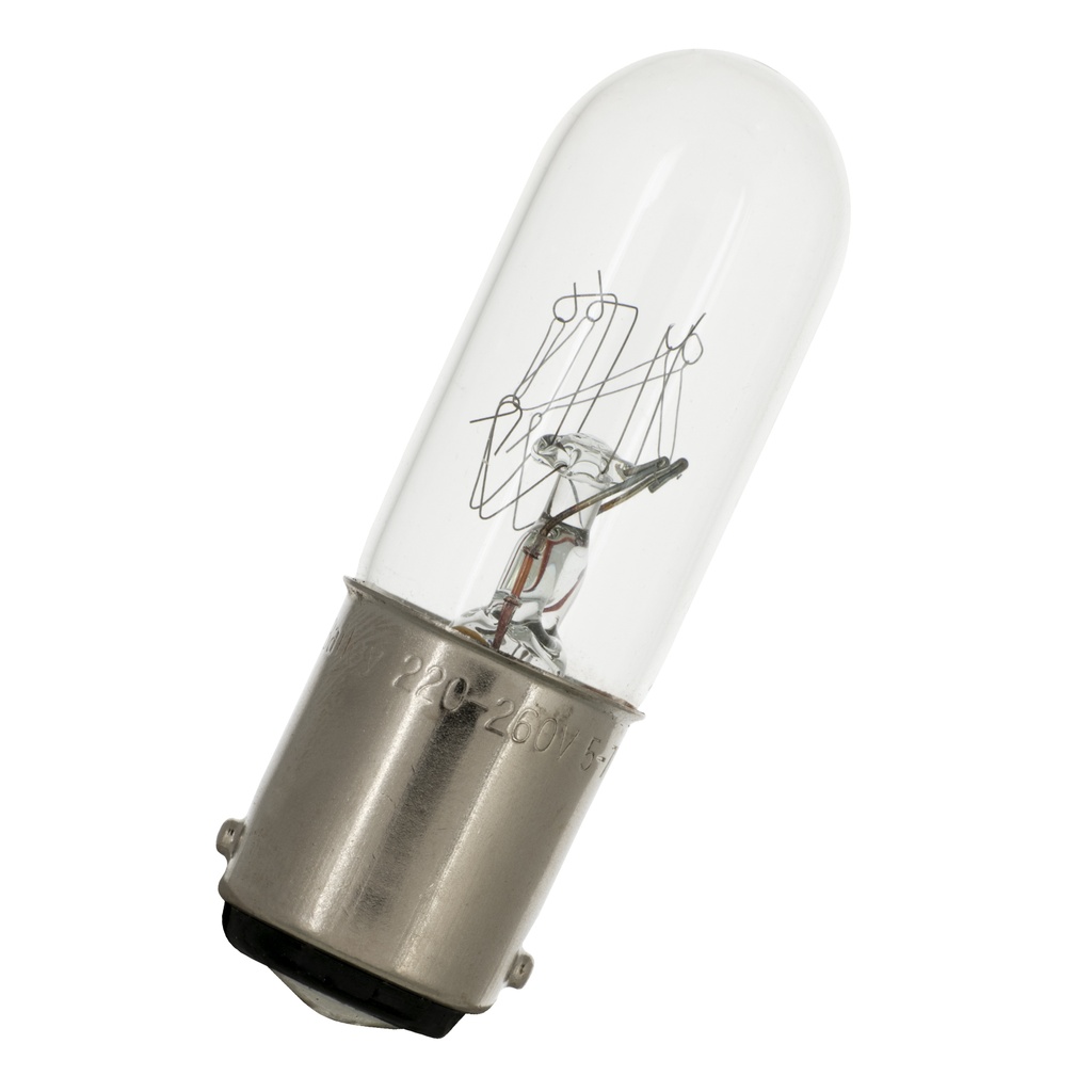 Dværglampe - 240V / 21mA / 5W, Ba15d sokkel (Ø16x52mm)