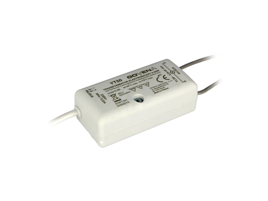 Halogen/LED transformator - 12Vac 0-50W/20W Dæmpbar