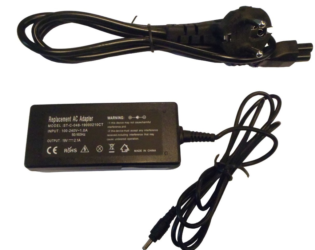 Netadapter til Samsung og Acer - 19V 40W 2,1A (Ø3,0x1,2mm)