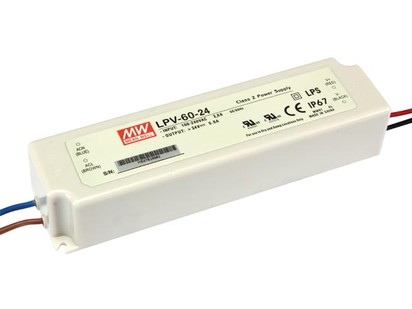 LED strømforsyning - 24Vdc / 60W konst.spænding (IP67)