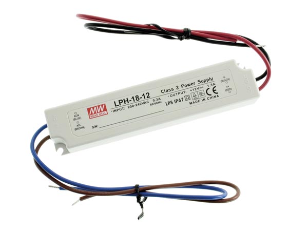 LED strømforsyning - 12Vdc / 18W (IP67)
