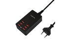 USB ladestation - 6 x 5V/2,4A (maks. 6,4A), Sort