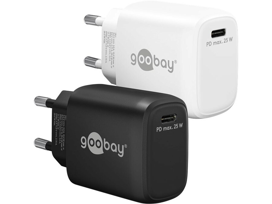 USB-C PD netadapter - 1xUSB-C, 5V/9V, 25W/3A, Sort