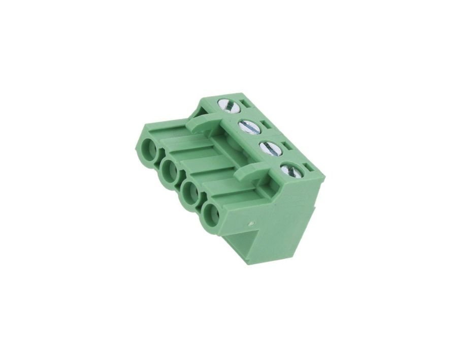 Indstik skrueterminal - 4P hun, 5,08mm, 2,5mm², Grøn