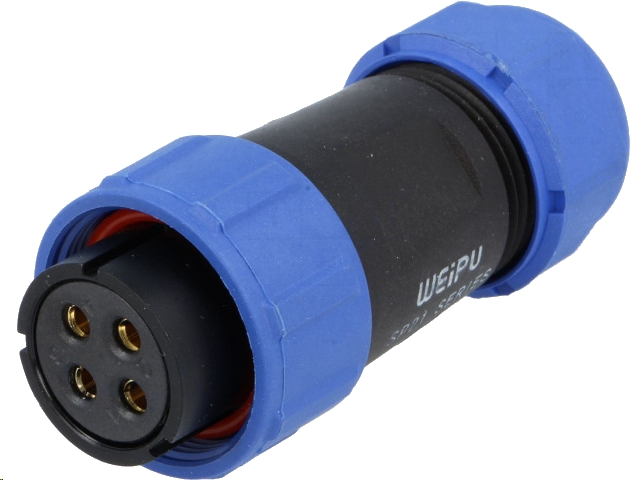 Rundstik, SP21 - 4pol hun, til Ø7-12mm kabel, lodde (IP68)